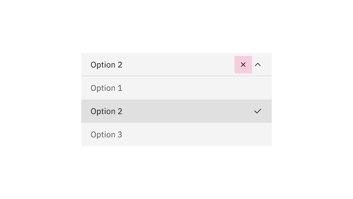 Combo box and filterable dropdown clear click target.